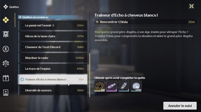 Quête Traineur d'écho à cheveux blancs (1) Wuthering Waves