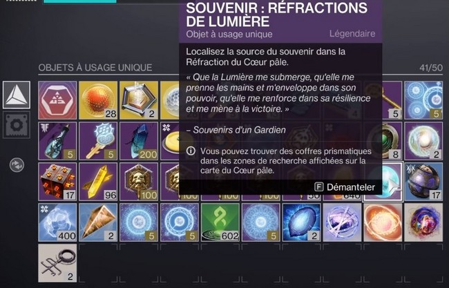Souvenir Réfractions de Lumière destiny 2