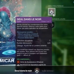 quête Seul dans le noir destiny 2