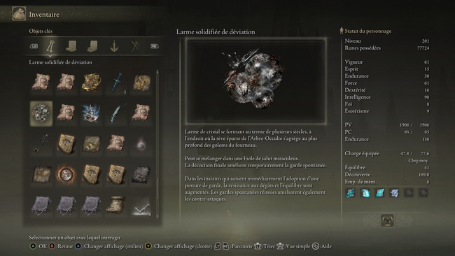 Larme solidifiée de déviation elden ring