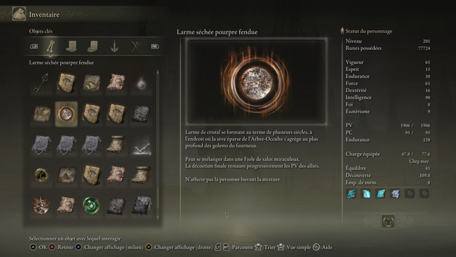 Larme séchée pourpre fendue elden ring