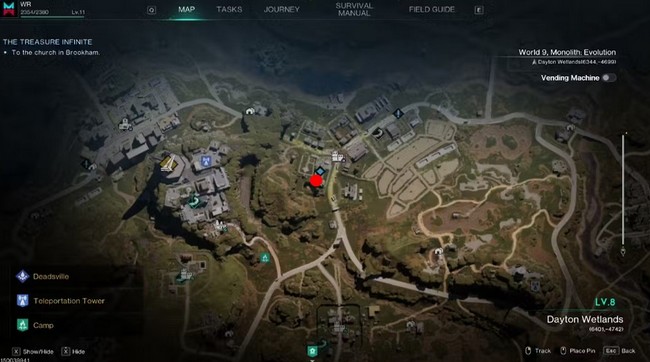 emplacement Coffre mystique de Brookham dans Once Human