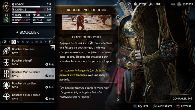 Bouclier mur de pierre God of War Ragnarök