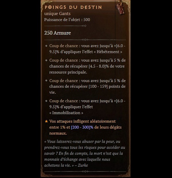 Emplacement Poings du destin Diablo 4