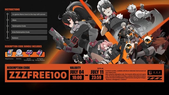 codes actifs en septembre 2024 dans Zenless Zone Zero