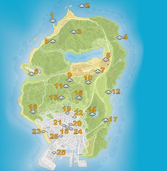 Emplacements des ovnis dans Gta Online en 2024