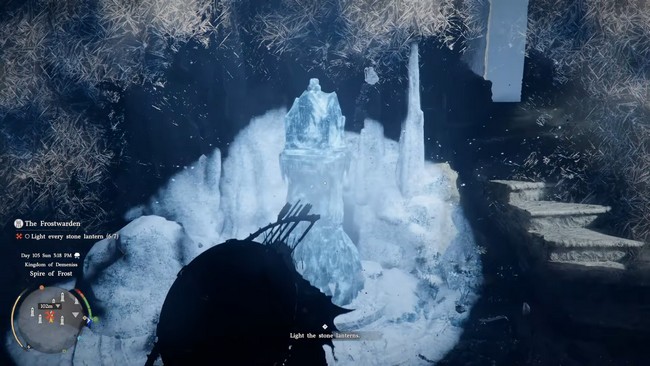 allumer chaque lanterne de pierre de la tour Flèche de Givre dans Crimson Desert