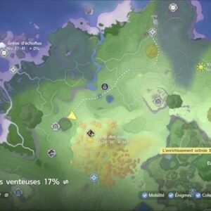 Carte Aniimo montrant le secteur de la Crête des crocs où rechercher Flamirage