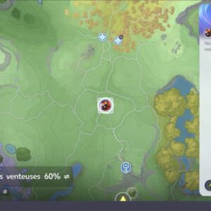 Carte Aniimo avec le repère de la forme Prismana Inferlupin vers les coordonnées -1277, 1079