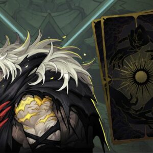 Visuel officiel du Déchu et de sa carte de tarot dans Castlevania Belmont’s Curse