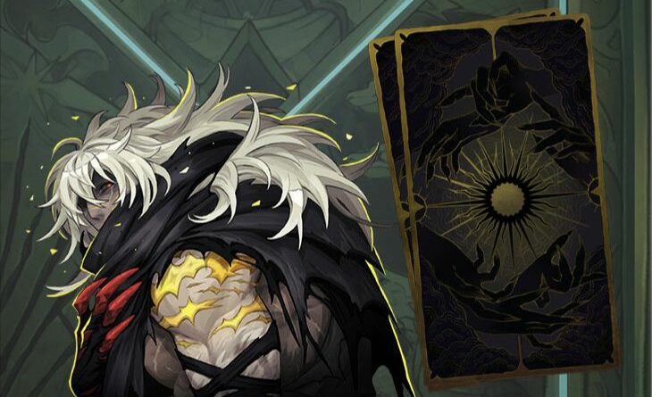 Visuel officiel du Déchu et de sa carte de tarot dans Castlevania Belmont’s Curse