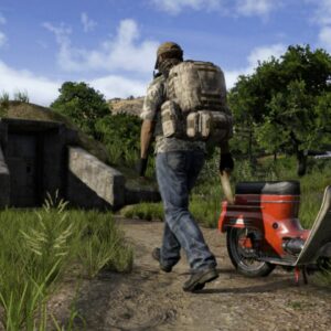 Un survivant approche une entrée souterraine près de sa Jana dans DayZ Badlands