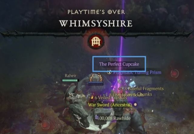 The Perfect Cupcake apparaît dans le butin de Whimsyshire dans Diablo 4