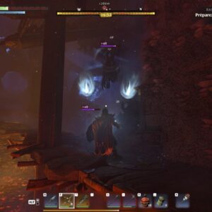 Banshee flottant dans la Brume et lançant des projectiles dans Enshrouded