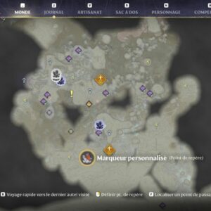 Carte du secteur de basalte au sud du Berceau des cendres dans Enshrouded