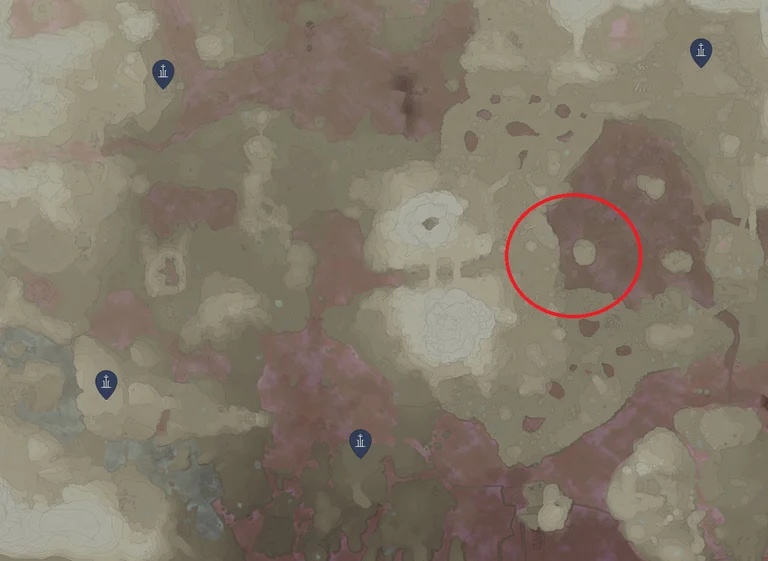 Secteur contenant un squelette géant sur la carte d’Enshrouded