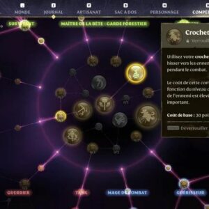 Arbre de compétences Enshrouded 1.0 montrant les branches et leurs liaisons