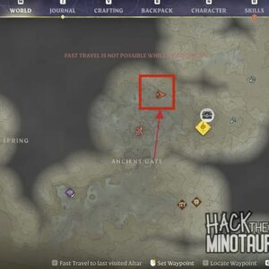 Carte du gisement de diamant près de la porte antique dans Enshrouded 1.0