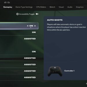 Menu des aides à la frappe dans FC 27