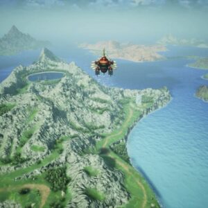 Aéronef survolant la carte du monde de Final Fantasy Resonance