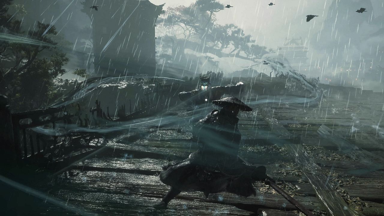 Soul sur un pont sous la pluie dans Phantom Blade Zero