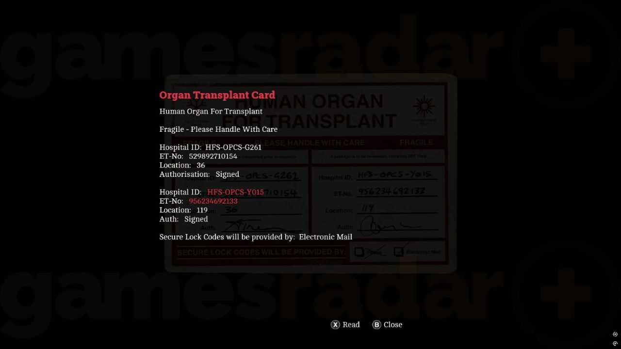 Carte de transplantation affichant le numéro ET 956234692133