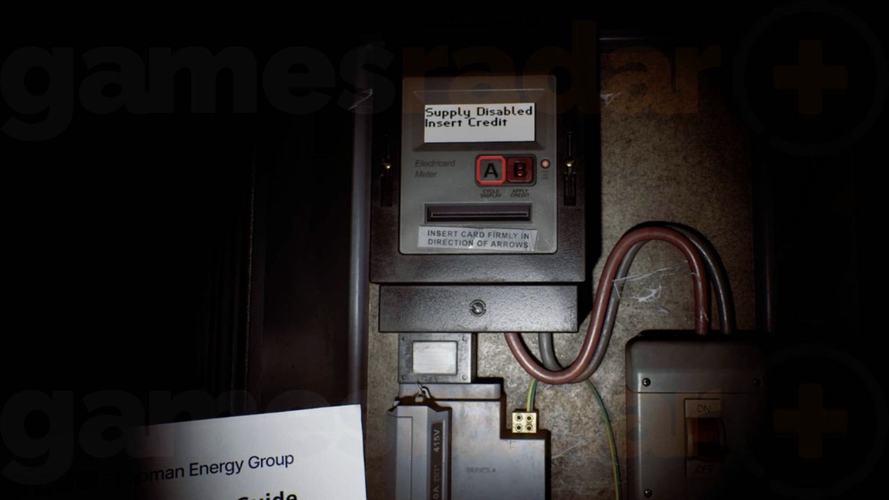 Compteur électrique de Zoe avec boutons A et B et interrupteur principal