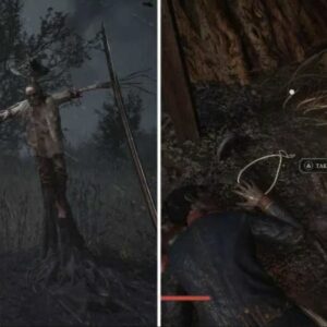Repère de l’épouvantail et pendentif près du corps au pied de l’arbre dans Valor Mortis