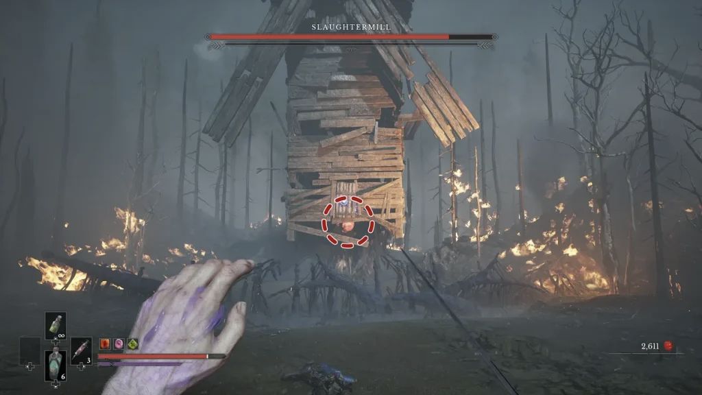 Interaction au grappin sur la partie basse de Slaughtermill dans Valor Mortis