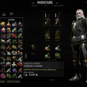 Liqueur de cerises sélectionnée dans la rubrique Alchimie de The Witcher 3