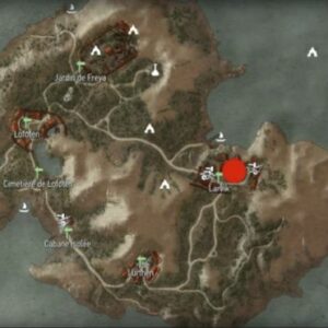 Carte de Hindarsfjall montrant Larvik et le jardin de Freya dans The Witcher 3